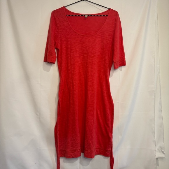 Banana Republic Pink 100% Cotton 1/2 Sleeve Sheath Dress Tie Waist Size Small - Picture 2 of 5